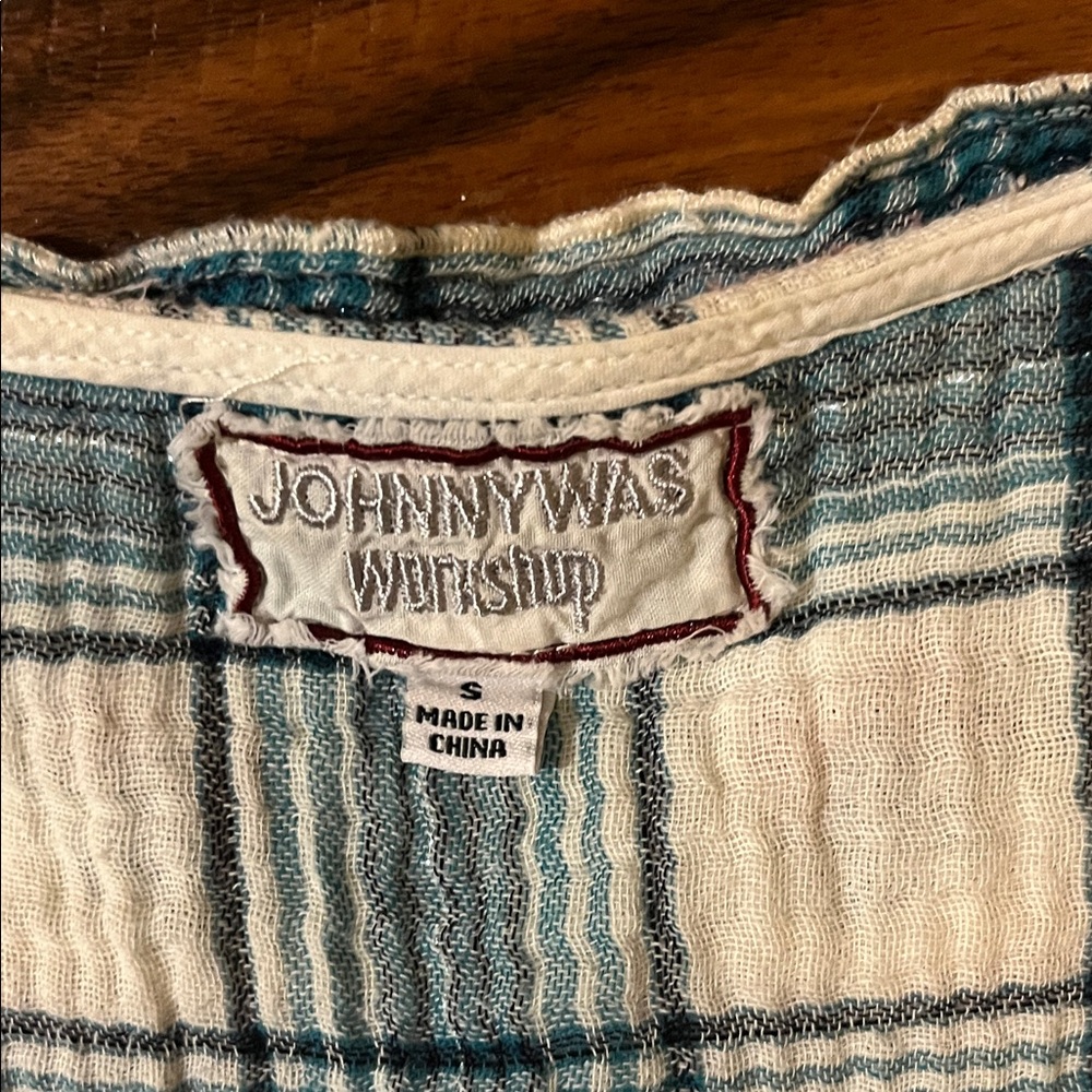 Johnny Was Embroidered Plaid Tunic Top - Picture 3 of 3